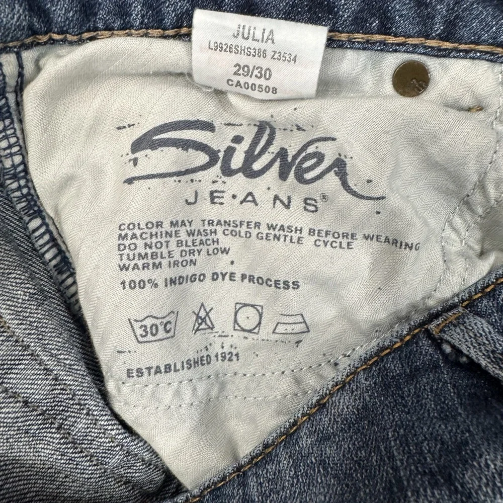 Silver Jeans Womens W29 L30 Blue‎ Bootcut Stretch Western Julia Faded Whiskered